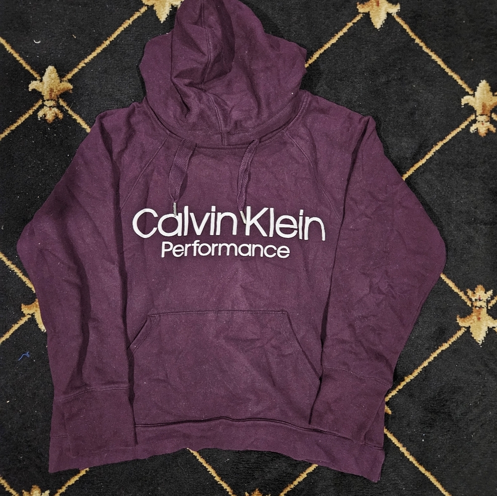 Women's Calvin Klein Performance Pullover Hoodie Dark Maroon Size Large